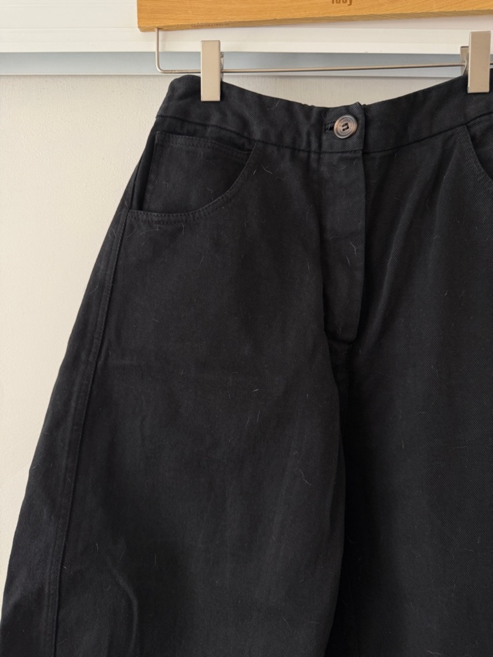 Monica Cordera Wide Leg Barrel Black Cotton Pants - Picture 2 of 6